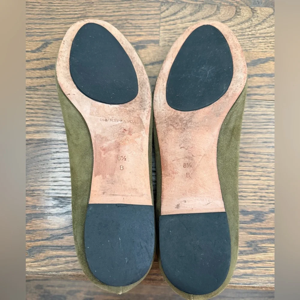 Loeffler Randall Olive Suede Fringe Tassel Ballet Flats Size 8.5 B